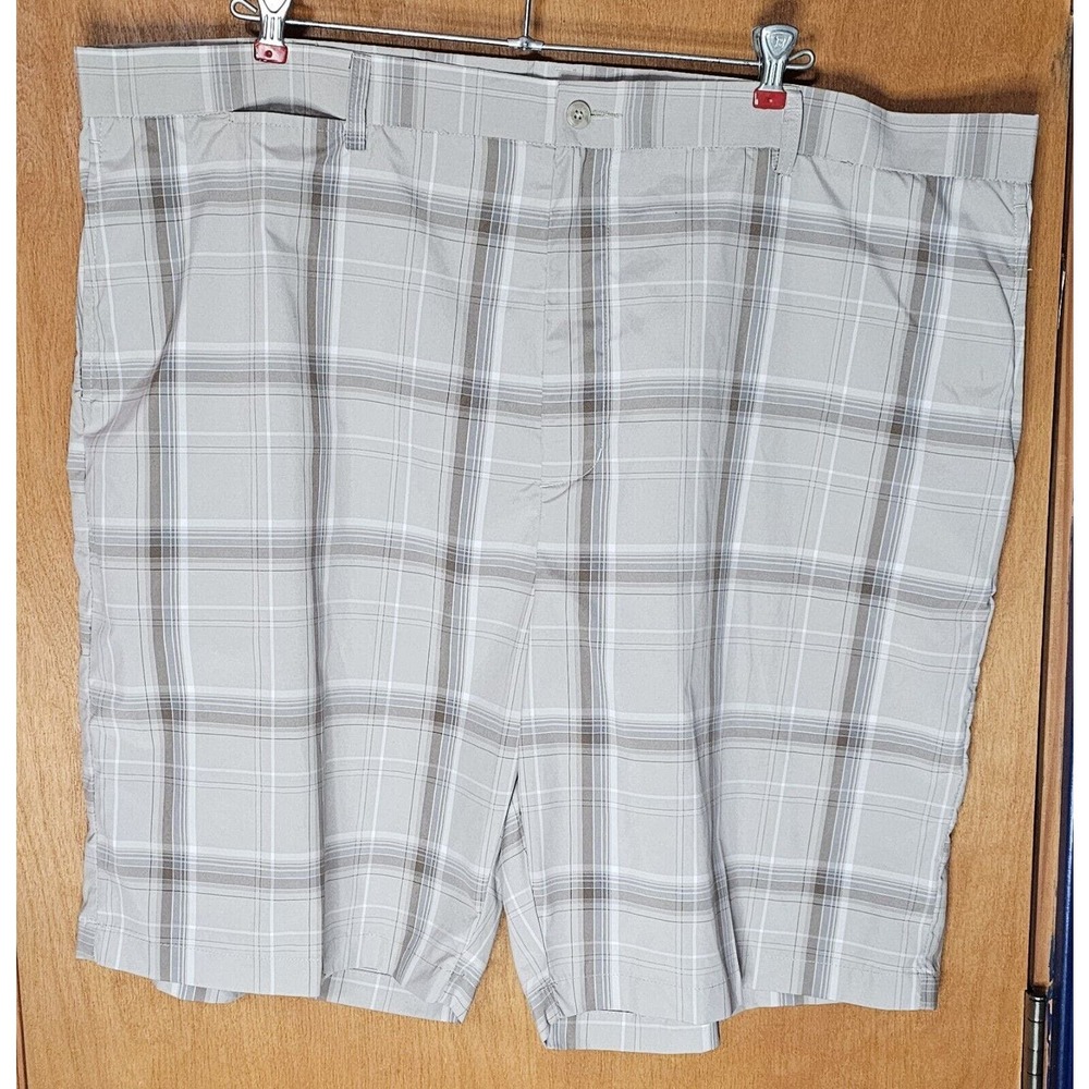 Ben Hogan Golf Performance Shorts Beige Moisture Wicking Plaid Fit Size 46